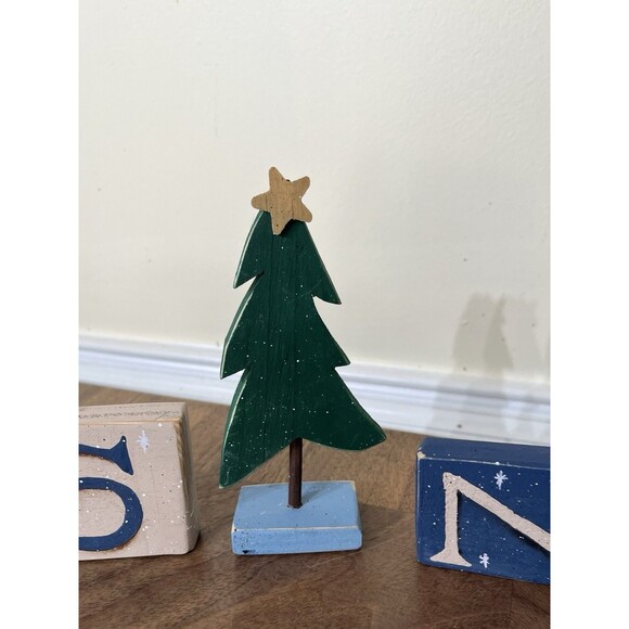 Santa Wood Sign Hand Painted/Red Clay Santa Rudolph Luminary Votive Holder VTG - Picture 3 of 16